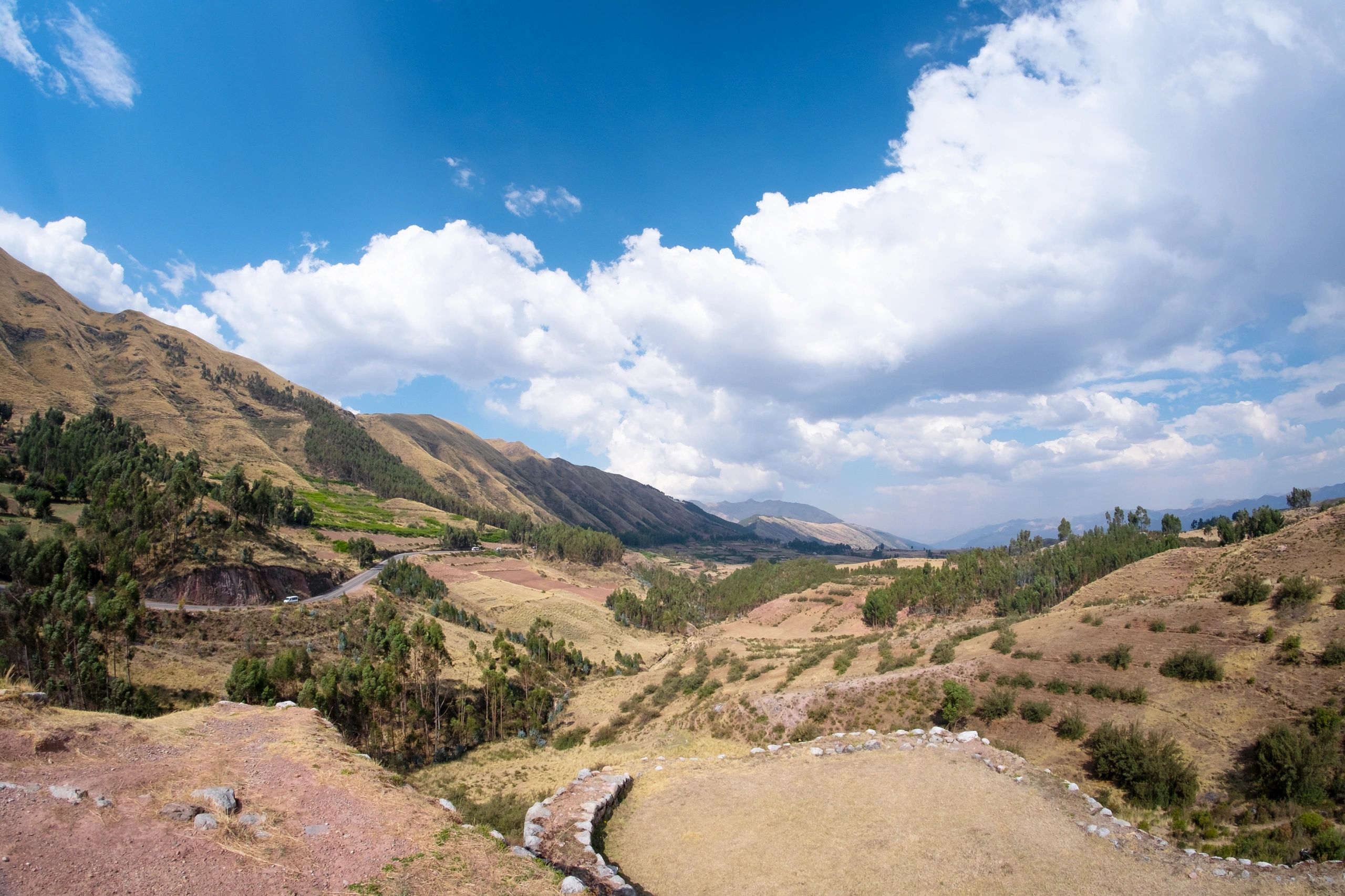 Peruvian agricultural landscape with hills and cultivated land